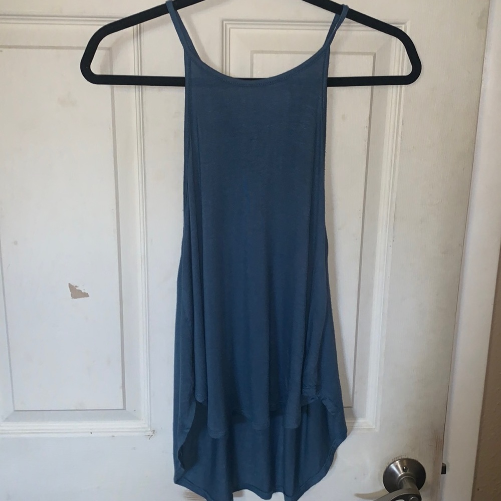 Blue Flowy High-Low Tank Top